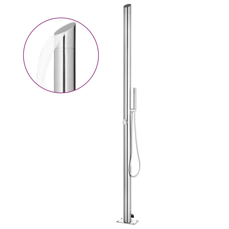 Douche extérieure Vidaxl avec base brune 225 cm en acier inoxydable