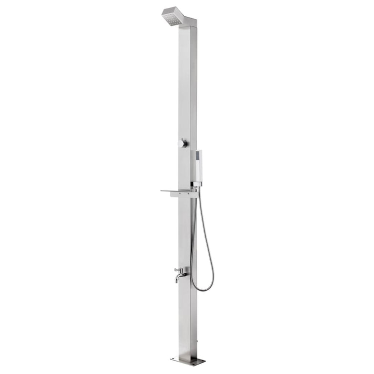 Douche extérieure vidaxl avec base grise de 225 cm en acier inoxydable