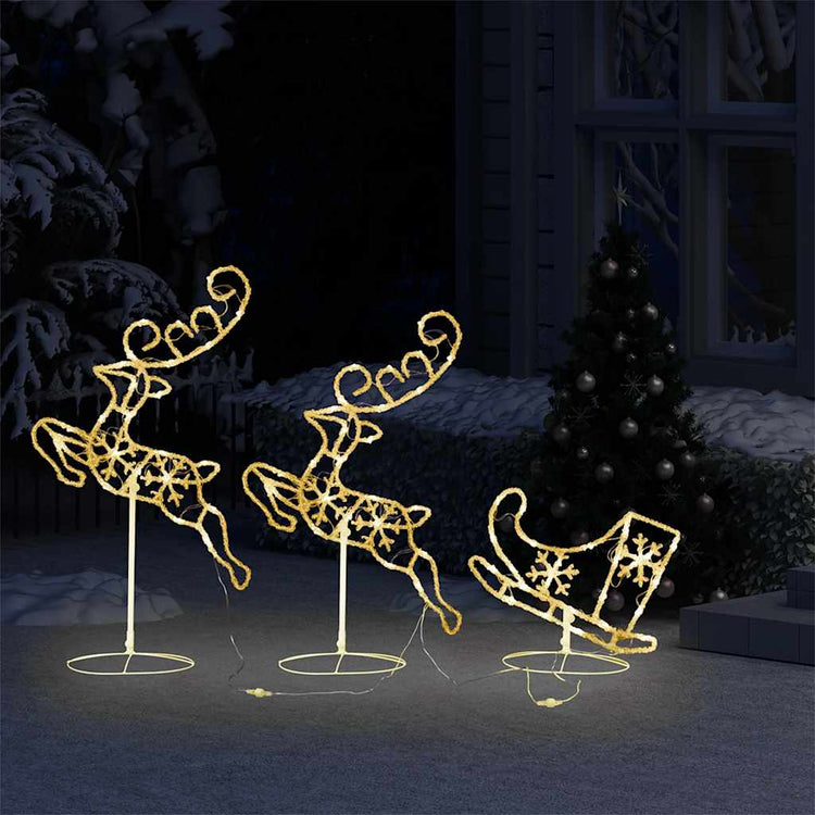 Vidaxl Christmas Decoration Rendeer et SLED 260x21x87 cm acrylique chaud blanc