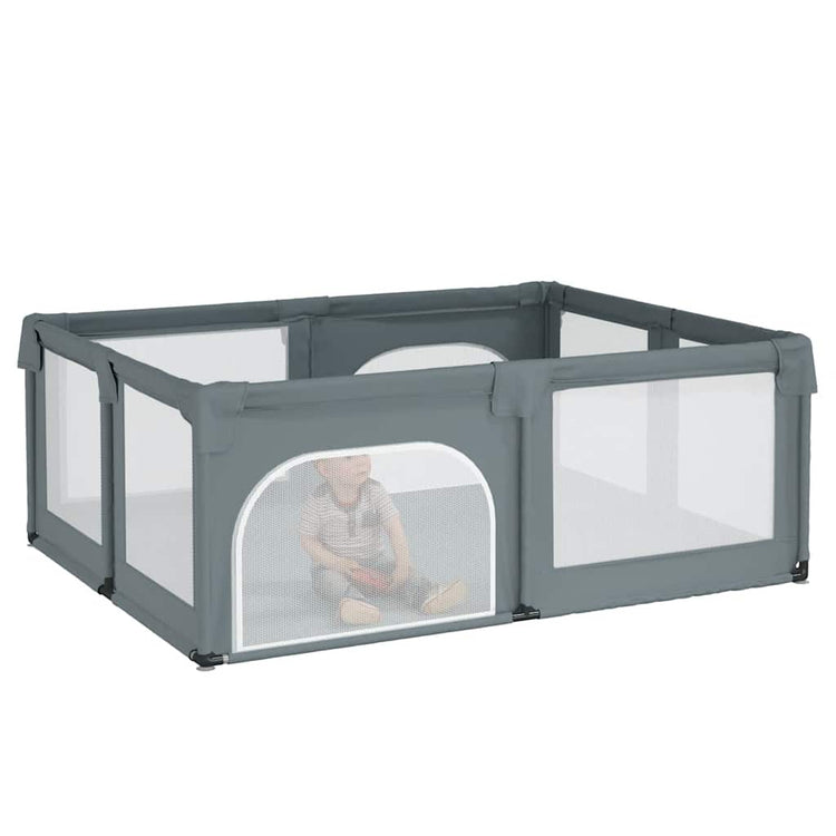 VidaXL Parc pour bébé avec 2 portes Oxford Tissu Gris clair