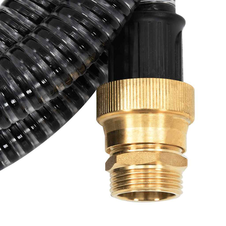 Vidaxl Sucking tuyau avec accouplements en laiton 1,1 '' 25 m PVC noir