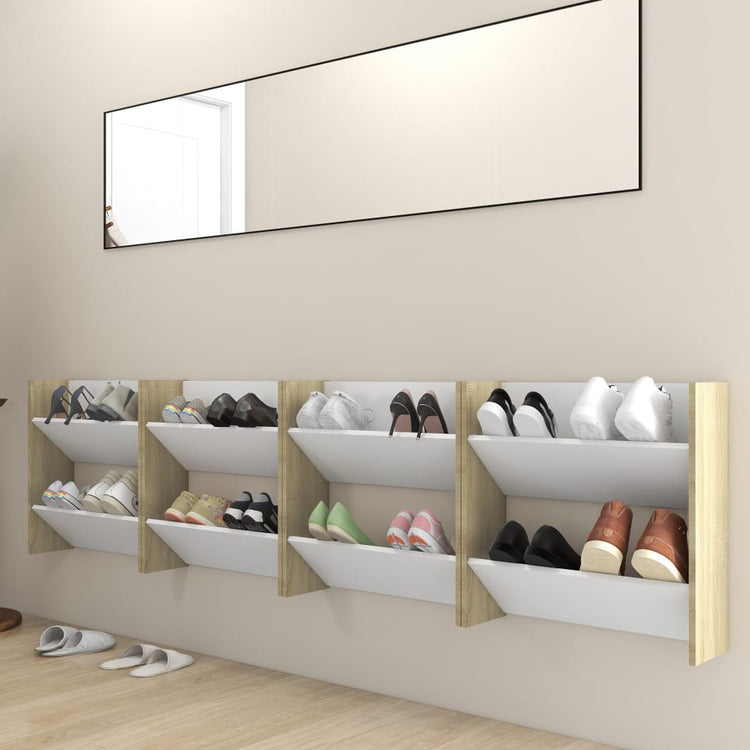 Armoires de chaussures murales vidaxl 4 ST 60x18x60 cm Bois blanc sonoma chêne