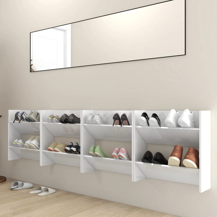 Armoires à chaussures murales vidaxl 4 ST 60x18x60 cm Bois de bois de haut niveau blanc