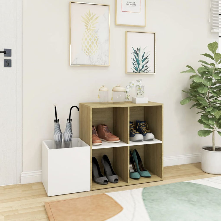 Armoire de rangement Vidaxl 105x35.5x70 cm Bois transformé blanc et couleur chêne sonoma