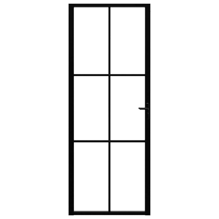 Vidaxl Porte intérieure 76x201.5 cm Verre ESG et noir en aluminium
