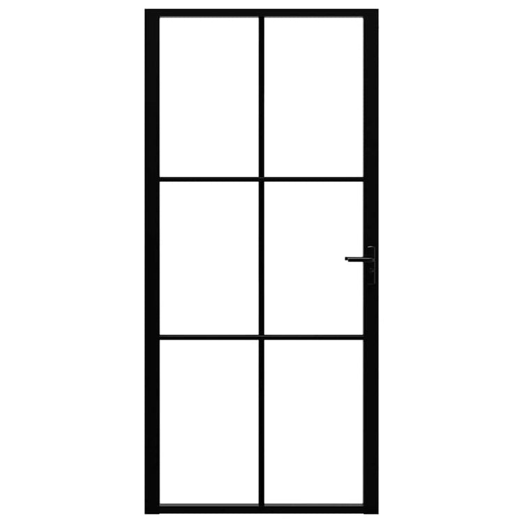 Vidaxl Porte intérieure 93x201.5 cm Verre ESG et noir en aluminium