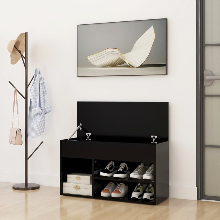 Canapé de chaussure vidaxl 80x30x45 cm en bois transformé noir