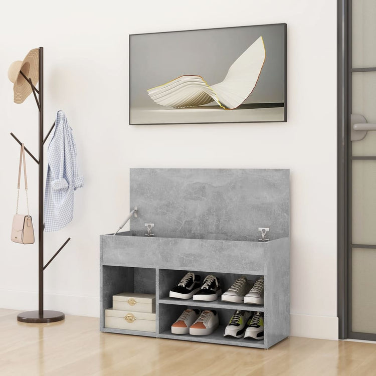 Vidaxl Chaussures Banque 80x30x45 cm Betongrij en bois transformé