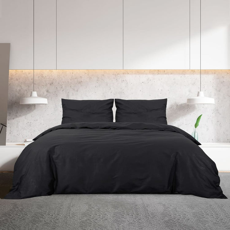 Vidaxl couetter la traverse ensemble léger 260x220 cm microfibre noir