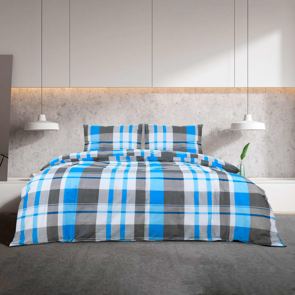 Vidaxx parure de couette 240x220 cm coton bleu et gris