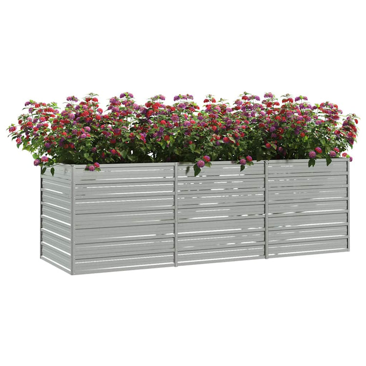 Vidaxl Planter surélevé 240x80x77 cm en argent en acier galvanisé