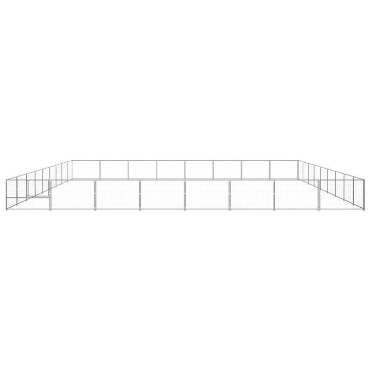 Vidaxl chien Kennel 72 m² en acier argenté couleur