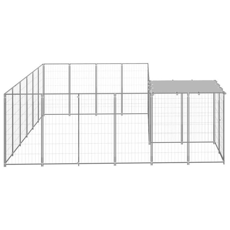 Vidaxl chien Kennel 8,47 m² en acier argenté couleur