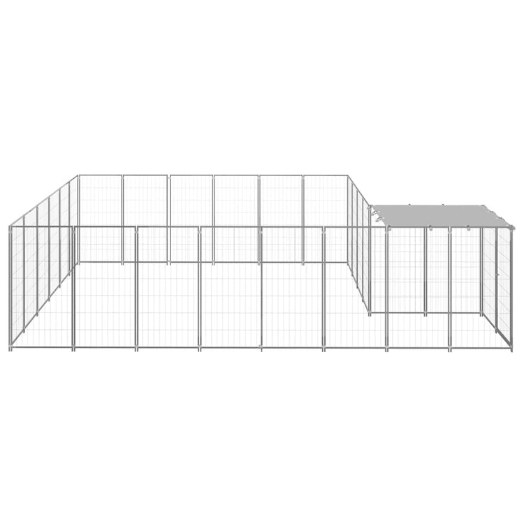 Vidaxl Dog Kennel 12,1 m² en acier argenté couleur