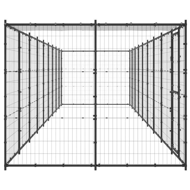 Vidaxl Chienne de chien avec toit 21,78 m² en acier