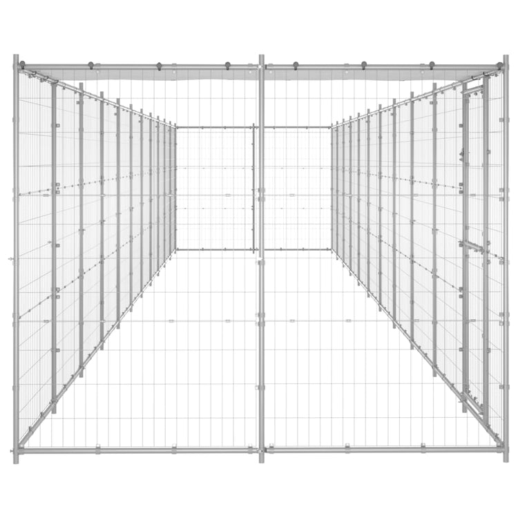 Vidaxl Chienne de chien avec toit 26,62 m² acier galvanisé