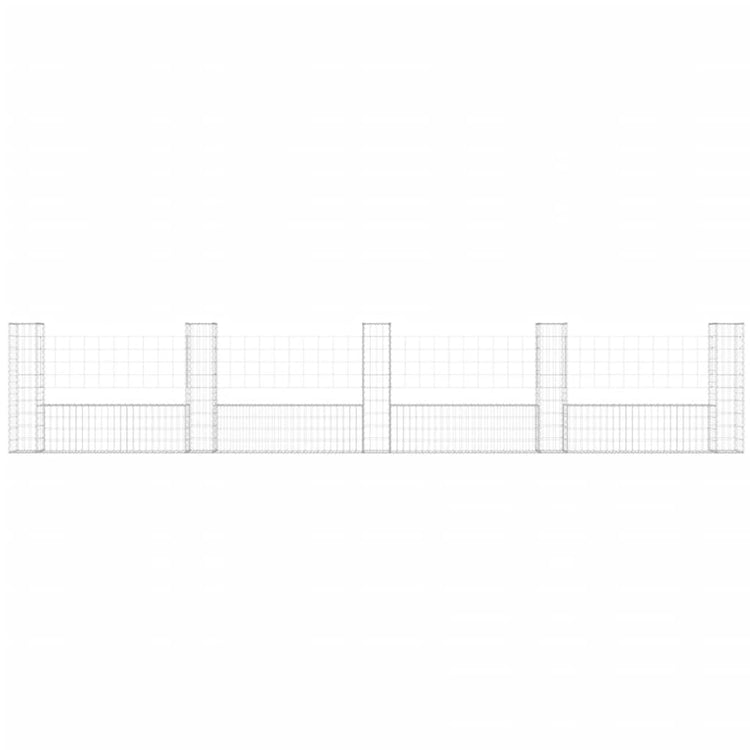 Panier Vidaxl Schans en forme de U avec 5 poteaux 500x20x100 cm fer