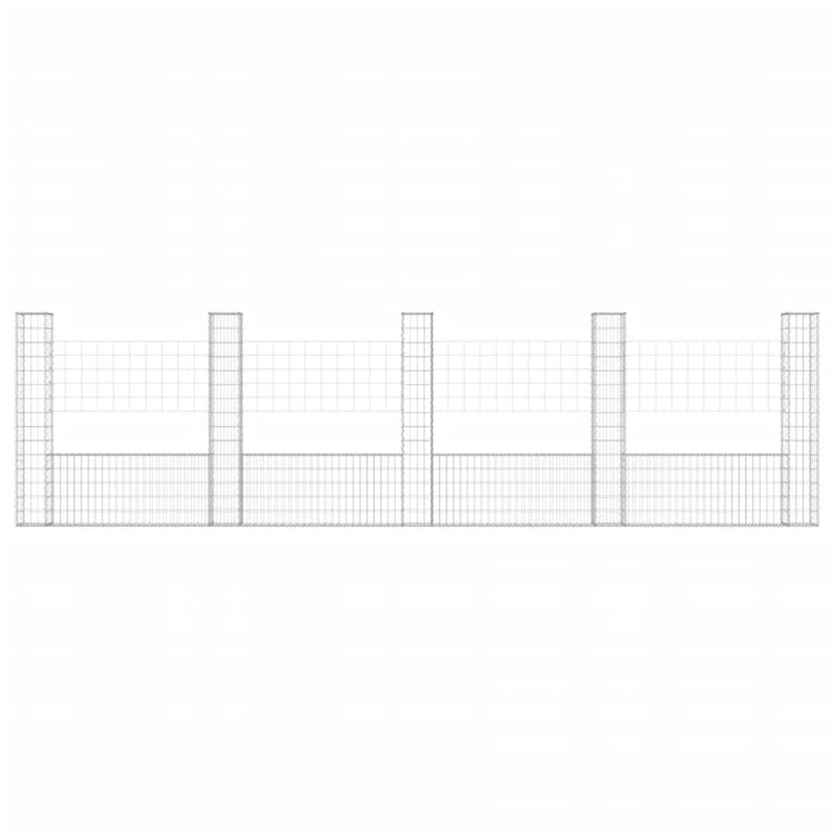 Vidaxl schanskorf en U avec 5 poteaux 500x20x150 cm fer