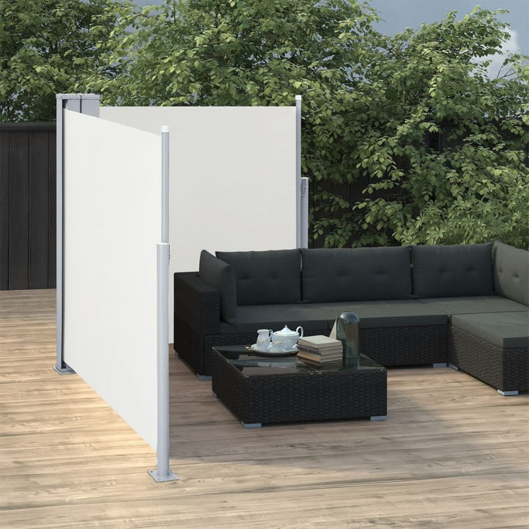 En pare-brise Vidaxl extensible 117x600 cm Crème -Colored