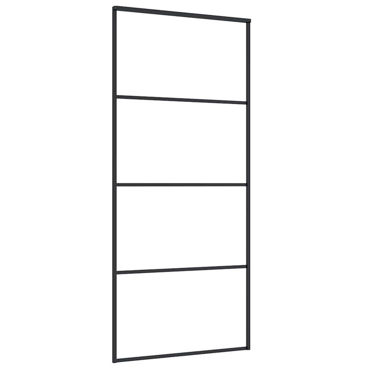 Vidaxl Porte coulissante 90x205 cm Verre ESG mate et noir en aluminium