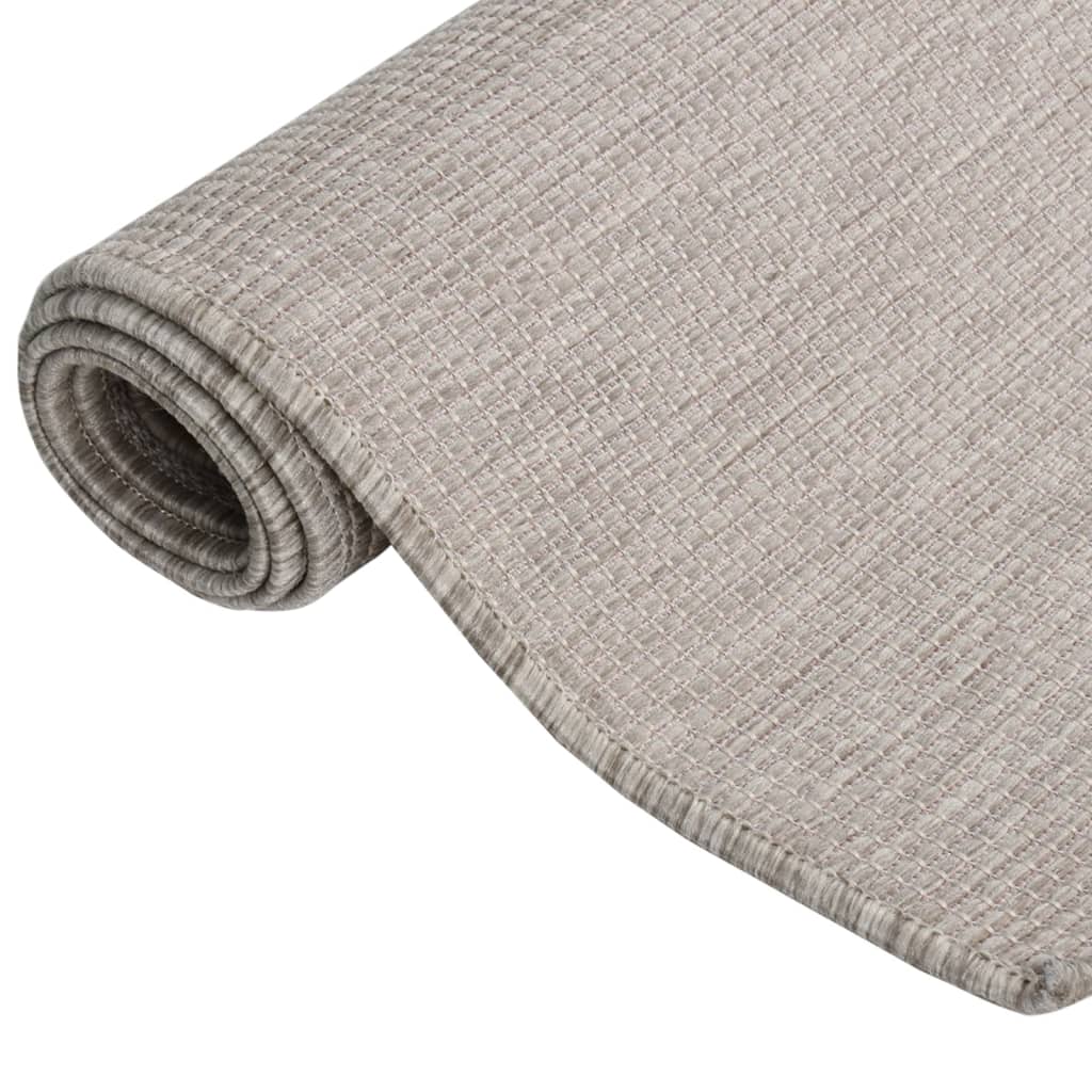 Vidaxl extérieur tapis plat tissé 100x200 cm taupe