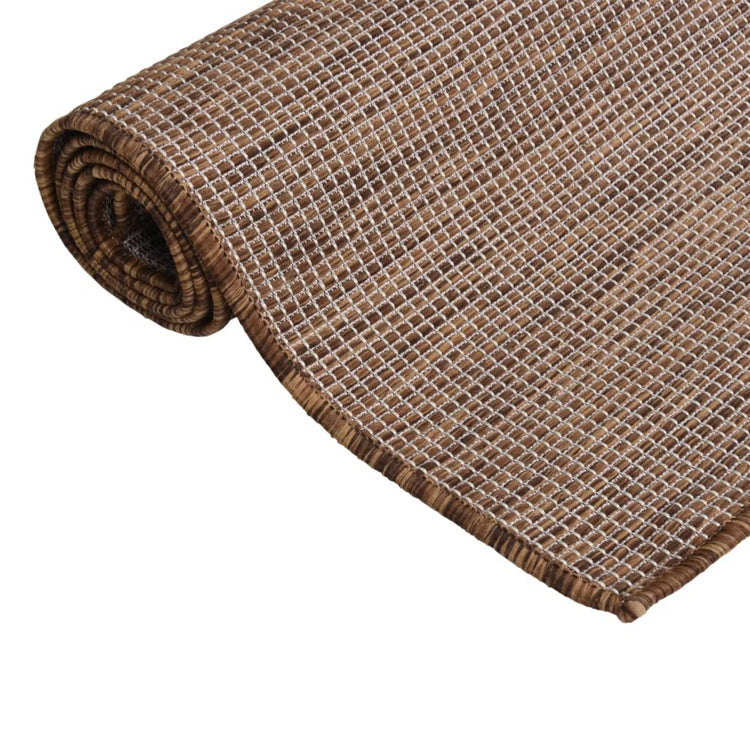 Vidaxl Extérieur tapis plat tissé 140x200 cm brun
