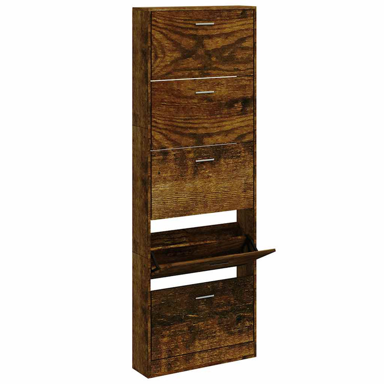 Armoire à chaussures Vidaxl 59x17x169 cm en bois de bois de bois fumé coloré
