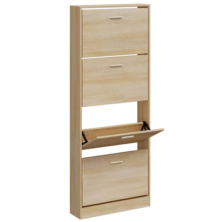 Armoire à chaussures Vidaxl 59x17x150 cm chêne en bois de bois de couleur