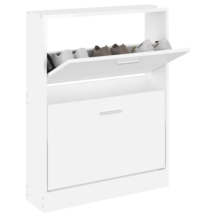 Armoire à chaussures vidaxl 59x17x81 cm en bois de bois haut blanc