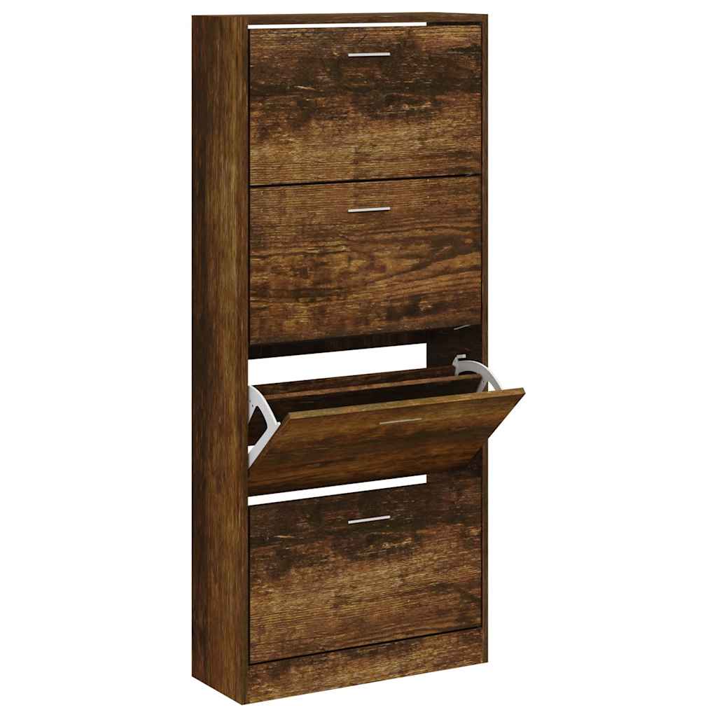 Armoire à chaussures Vidaxl 63x24x147 cm en bois de bois de bois fumé coloré