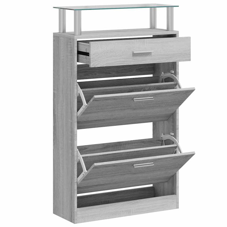 Armoire à chaussures vidaxl 63x24x104 cm en bois de bois de chêne Gris sonoma
