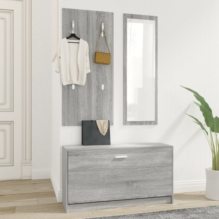 Ensemble d'armoires à chaussures Vidaxl 3-en-1 en bois de bois de bois sonoma gris sonoma