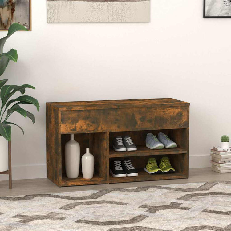 Banc de chaussures Vidaxl 80x30x45 cm Couleur de chêne fumé en bois