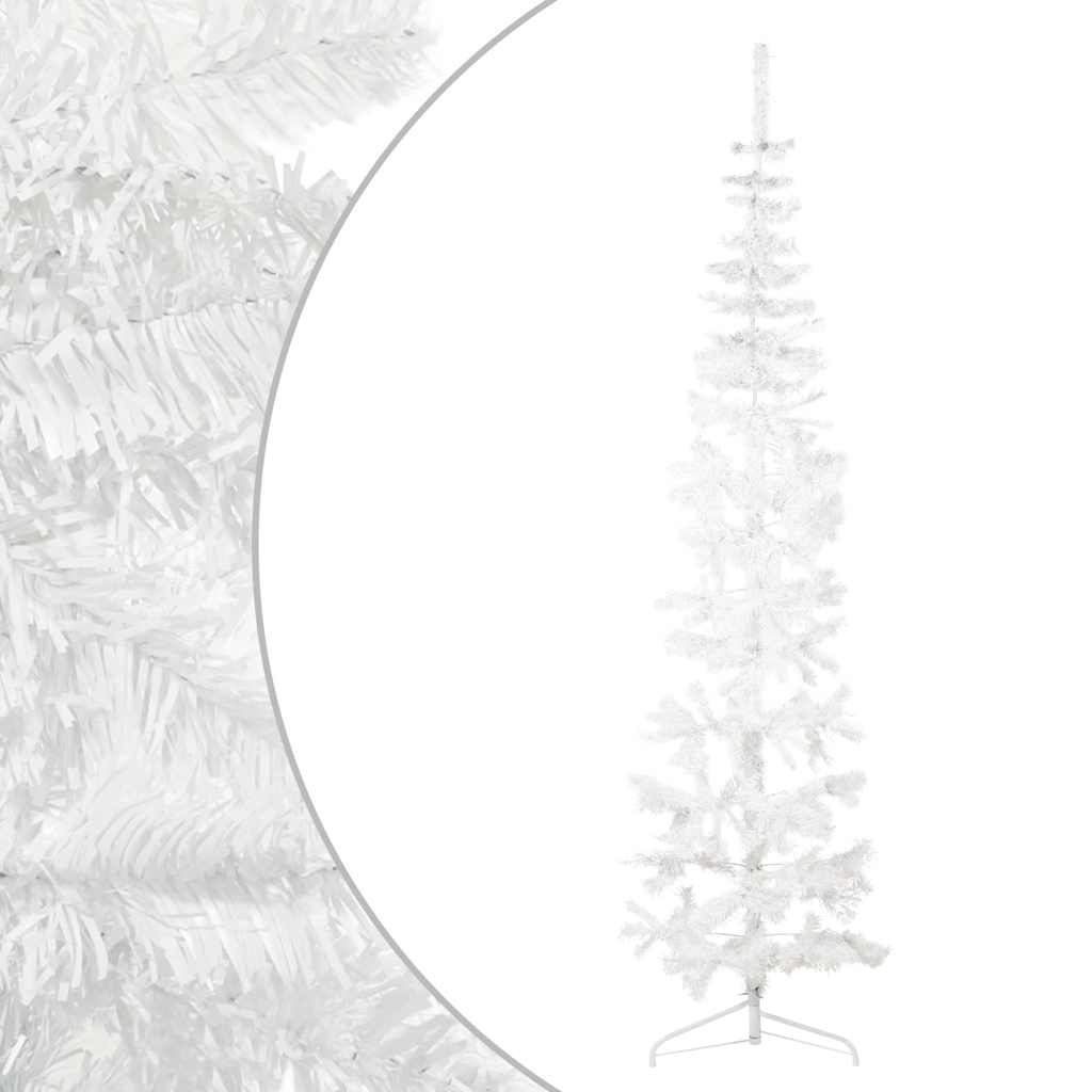 Vidaxl kunstkerstboom moitié avec un blanc standard à 210 cm blanc