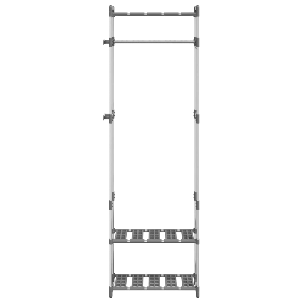 Rack de vêtements Vidaxl 3 couches 59x29x192 cm en aluminium argent couleur