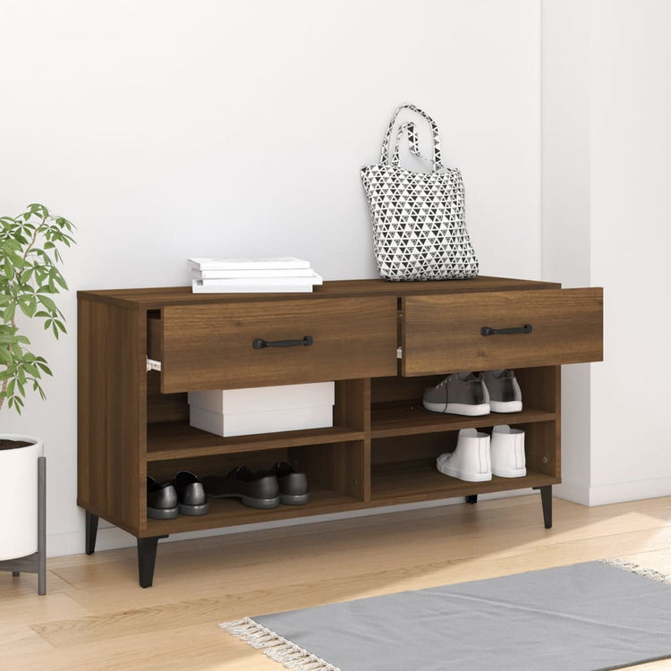 Armoire à chaussures Vidaxl 102x35x55 cm Couleur de chêne brun coupé en bois coupé