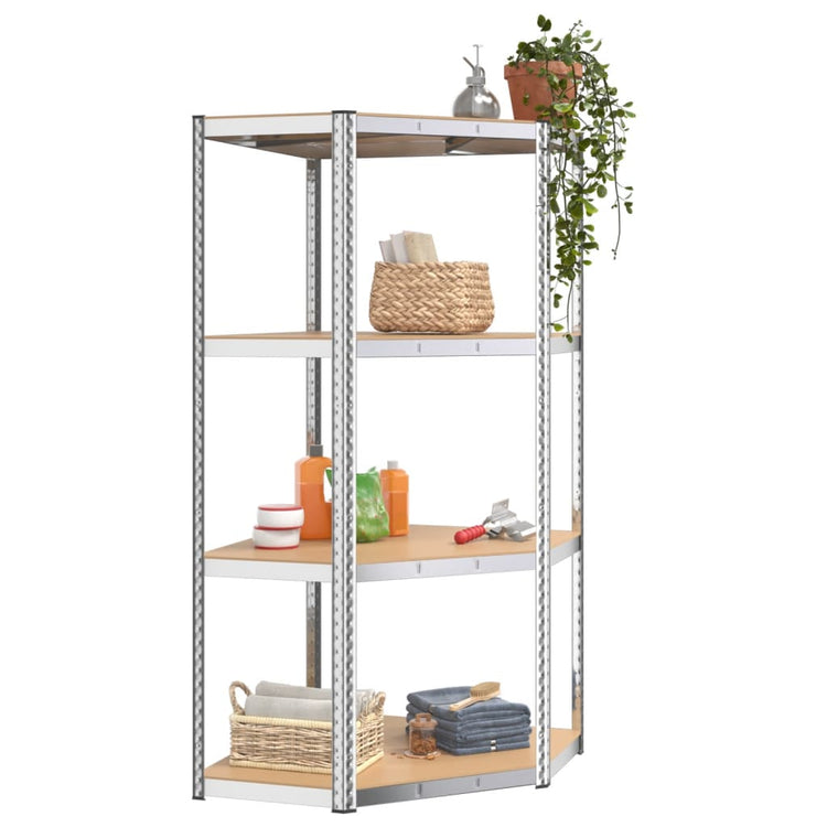 Vidaxl Corner Rack en acier à 4 couches et argent en bois transformé de couleur