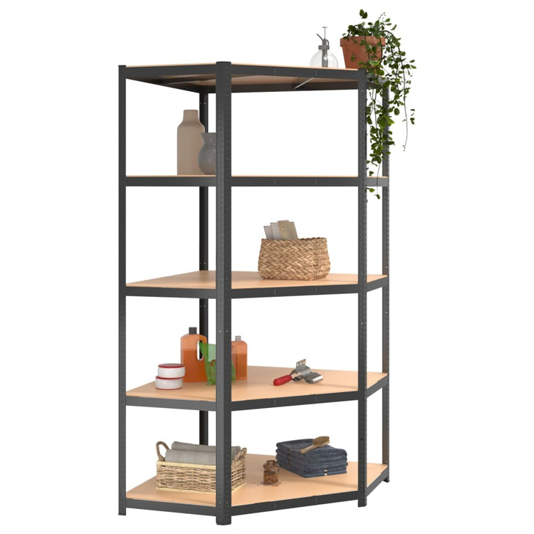 Vidaxl Hoekrek 5 couches en acier protégé en bois de couleur anthracite