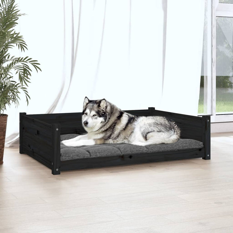Panier de chien vidaxl 105.5x75.5x28 cm Pine solide noire