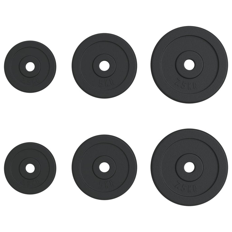 Disques licou vidaxl 6 pcs 30 kg de fonte