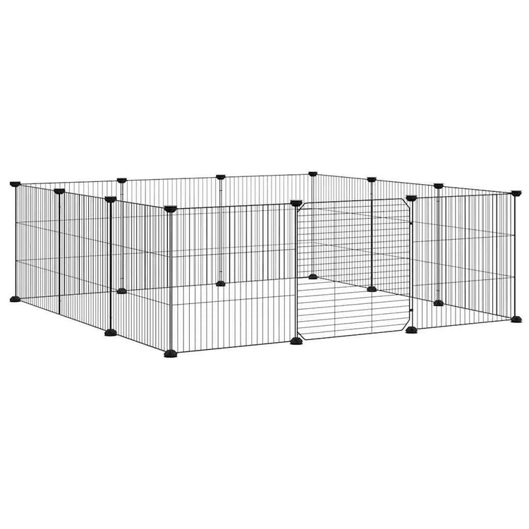 Vidaxl Petts Cage avec porte 12 panneaux 35x35 cm en acier noir
