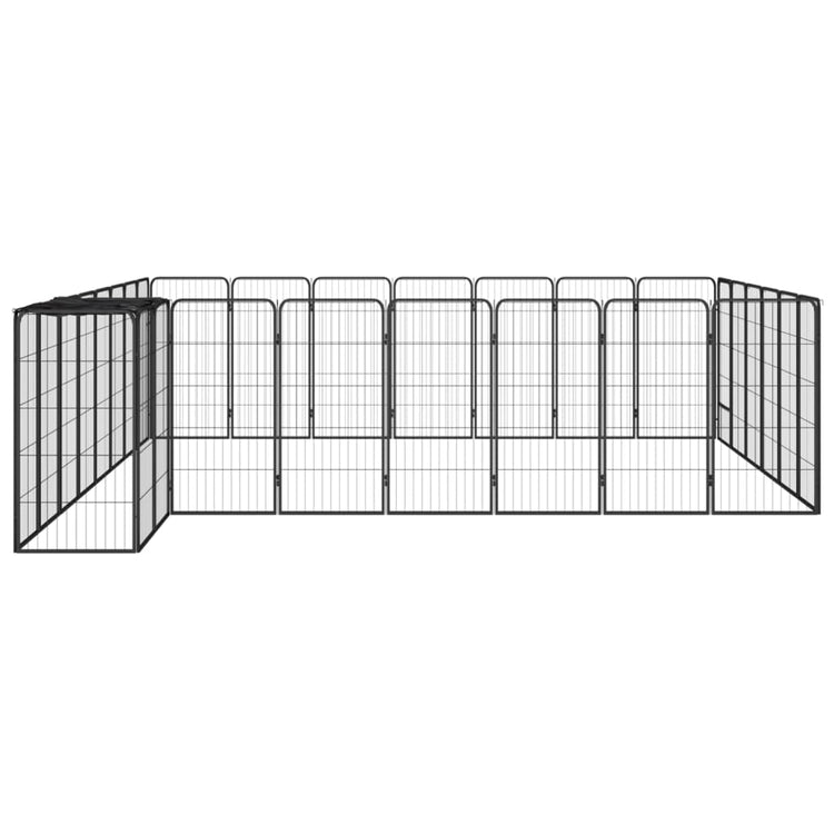 Vidaxl Dog Kennel 30 panneaux 50 x 100 cm en poudre et en acier noir