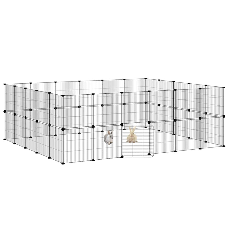 Vidaxl Petts Cage avec porte 44 panneaux 35x35 cm en acier noir