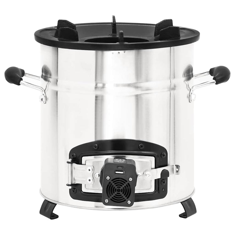 Vidaxl Wood Stove avec ventilateur USB 35,5x26x28 cm en acier inoxydable