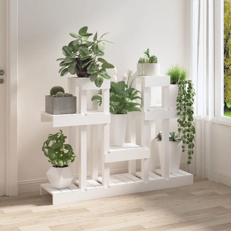 Vidaxx support pour plantes blanc 104,5x25x77,5 cm bois de pin massif