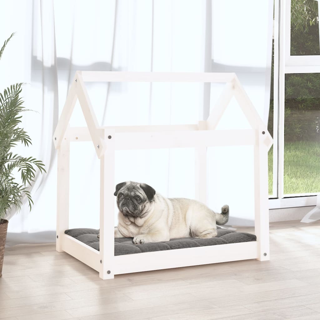 Lit de chien vidaxl 71x55x70 cm en pin massif blanc
