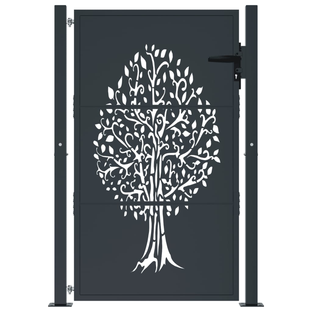 Vidaxl poort 105x155 cm avec arbre conception en acier anthracite -colored