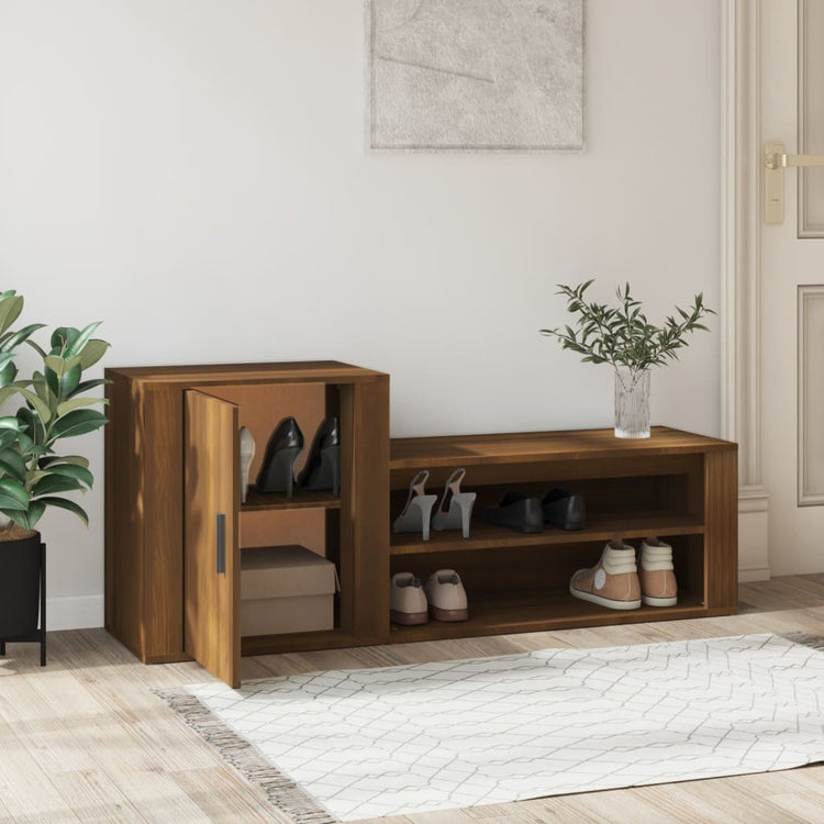 Armoire à chaussures Vidaxl 130x35x54 cm Couleur de chêne brun coupé en bois coupé
