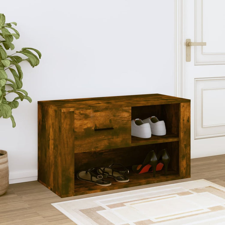 Armoire à chaussures Vidaxl 80x35x45 cm en bois de bois de chêne fumé coloré