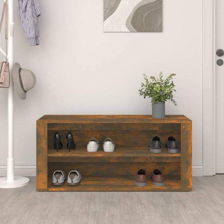 Rack de chaussures Vidaxl 100x35x45 cm en bois de bois fumé en bois coloré